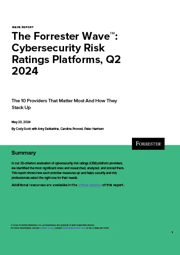 The Forrester Wave: Cybersecurity Risk Ratings Platforms, Q2 2024